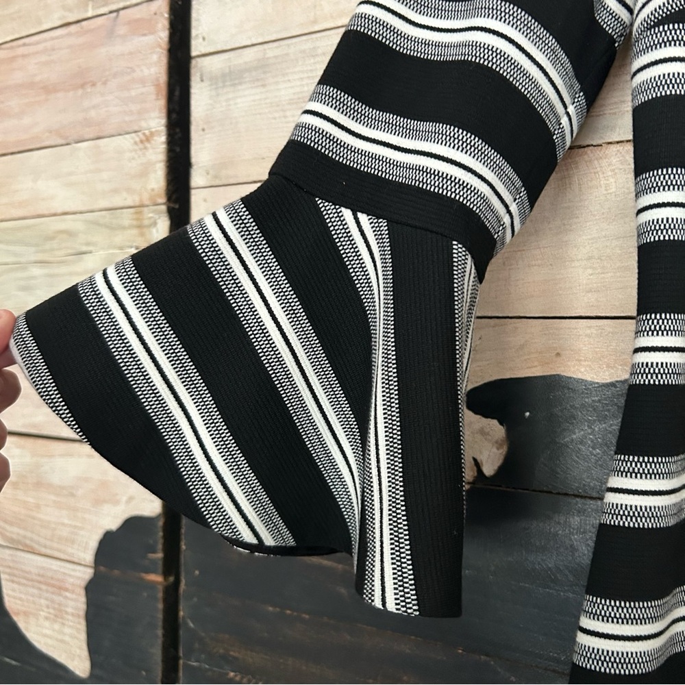 Calvin Klein Striped Bell Flutter Sleeve Sheath Dress - Picture 6 of 8